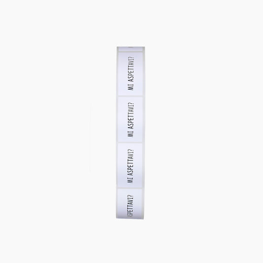 Etichetta chiudibusta rettangolare personalizzata con scritta "Mi aspettavi?" 46x86mm
